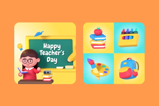 26 Teachers 3d pack of graphics and illustrations