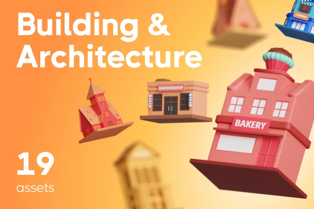 19 Building & Architecture 3d pack of graphics and illustrations
