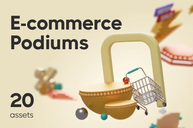20 E-commerce Podiums 3d pack of graphics and illustrations
