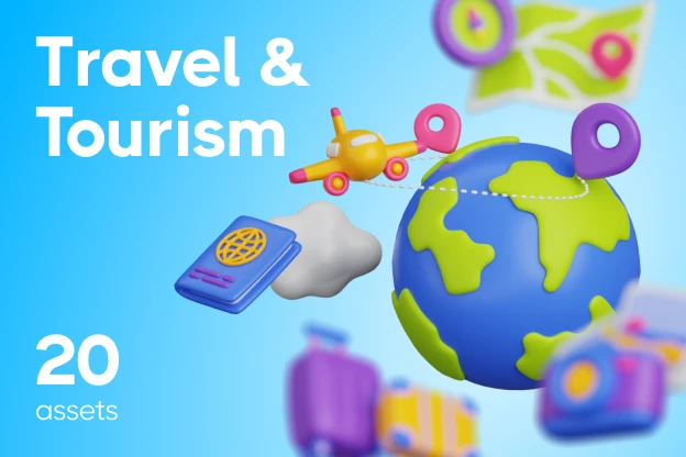 20 Travel & Tourism 3d pack of graphics and illustrations