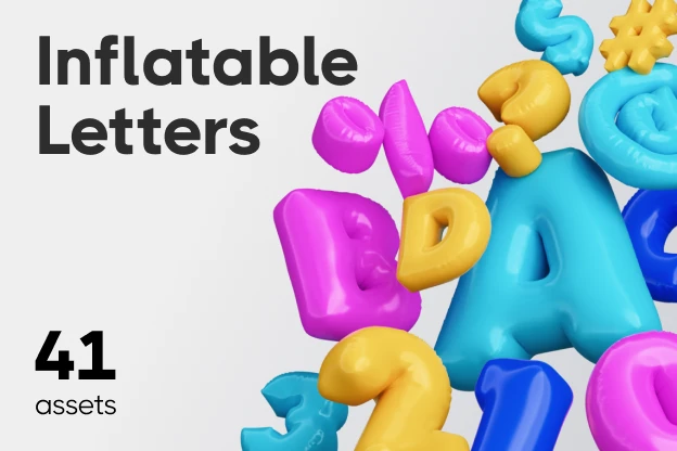 41 Inflatable Letters 3d pack of graphics and illustrations