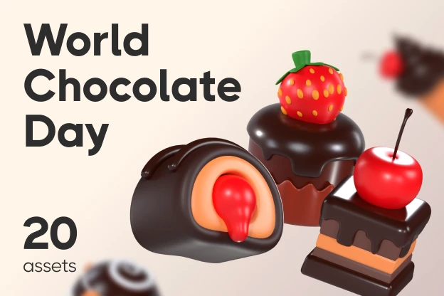 20 Día Mundial del Chocolate 3d pack of graphics and illustrations