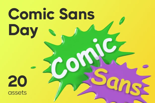 20 Comic Sans Day 3d pack of graphics and illustrations