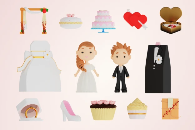 20 Wedding Day Icons 3d pack of graphics and illustrations