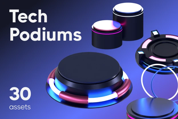 30 Tech Podiums 3d pack of graphics and illustrations