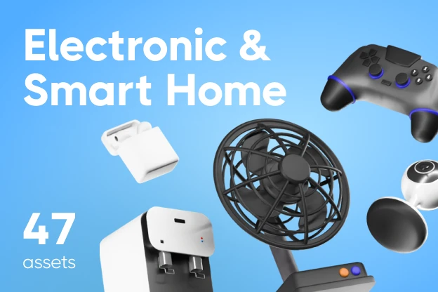 47 Electrionic & Smart Home 3d pack of graphics and illustrations