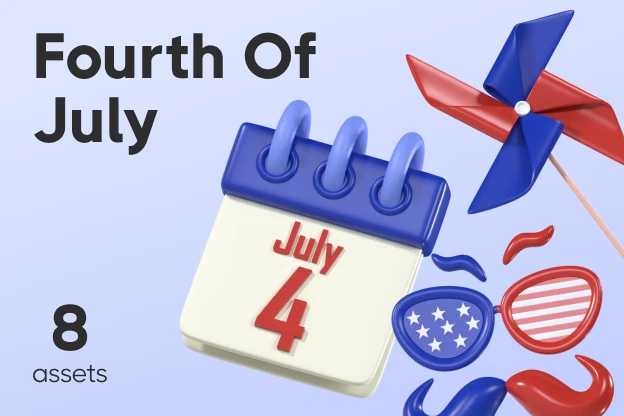 8 Fourth Of July 3d pack of graphics and illustrations