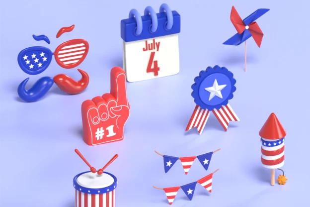8 Fourth Of July 3d pack of graphics and illustrations
