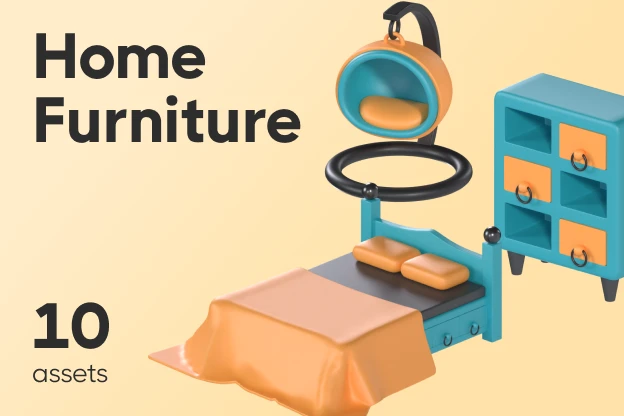 10 Home Furniture 3d pack of graphics and illustrations