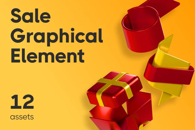 12 Sale Graphical Element 3d pack of graphics and illustrations