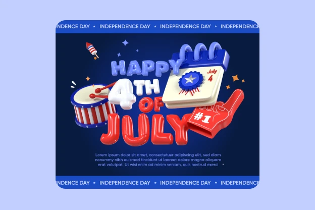 8 Fourth Of July 3d pack of graphics and illustrations