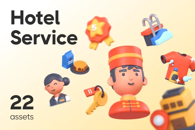 22 Hotel Service 3d pack of graphics and illustrations