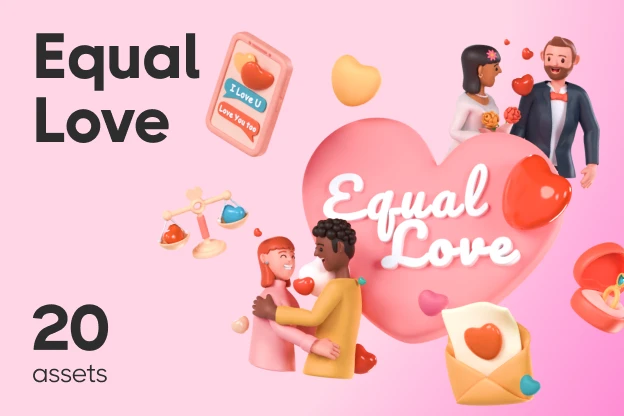 19 Equal Love 3d pack of graphics and illustrations