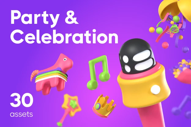 30 Party & Celebration 3d pack of graphics and illustrations