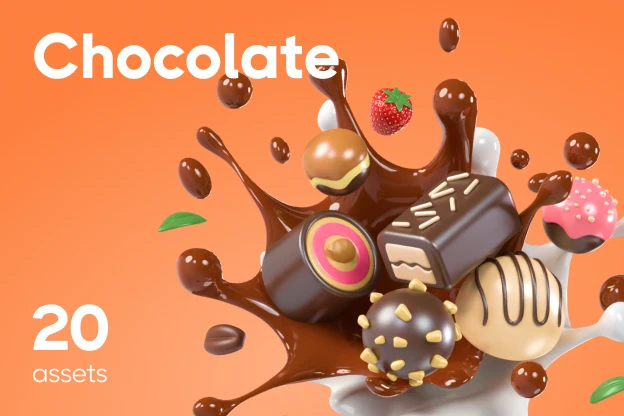 20 Chocolate 3d pack of graphics and illustrations