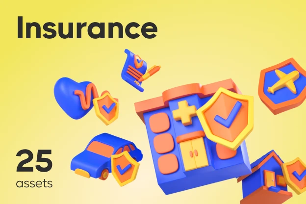 27 Insurance 3d pack of graphics and illustrations
