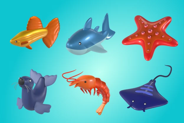 25 Ocean Fish 3d pack of graphics and illustrations