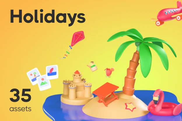 35 Holidays 3d pack of graphics and illustrations