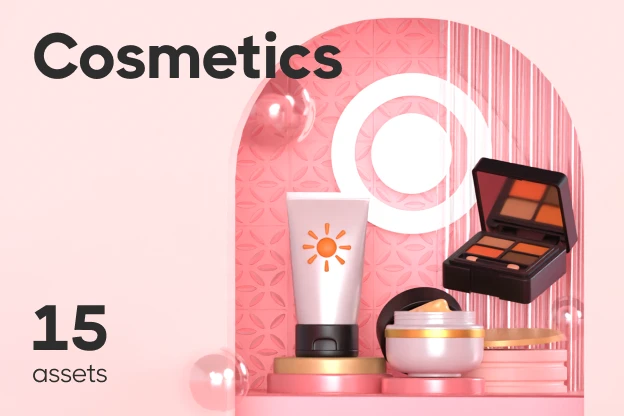 15 Cosmetics 3d pack of graphics and illustrations