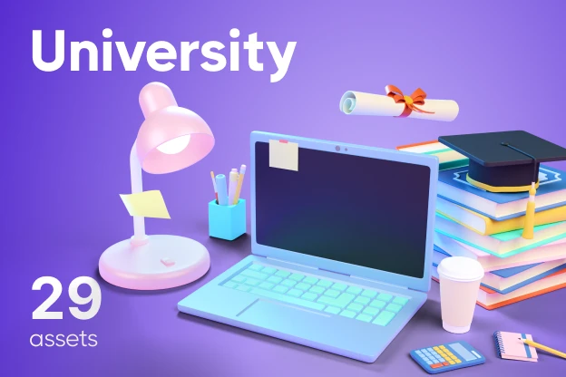 29 University 3d pack of graphics and illustrations