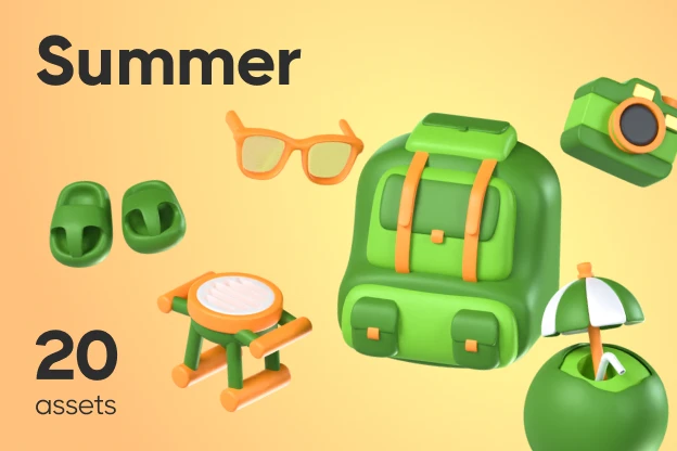 20 Summer 3d pack of graphics and illustrations