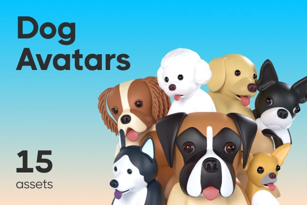 15 Dog Avatars 3d pack of graphics and illustrations
