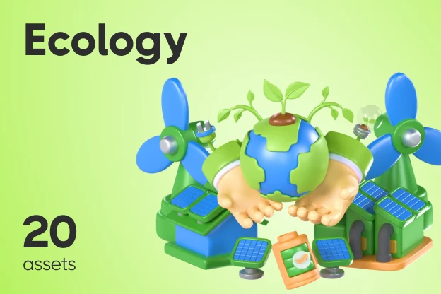 20 Ecology 3d pack of graphics and illustrations
