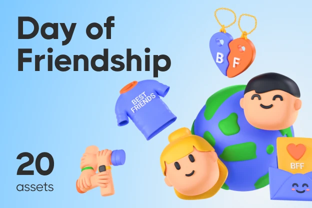 20 International Day of Friendship 3d pack of graphics and illustrations