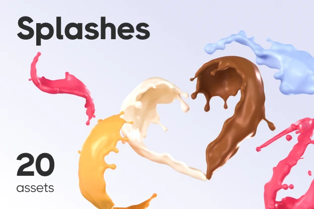 20 Splashes 3d pack of graphics and illustrations