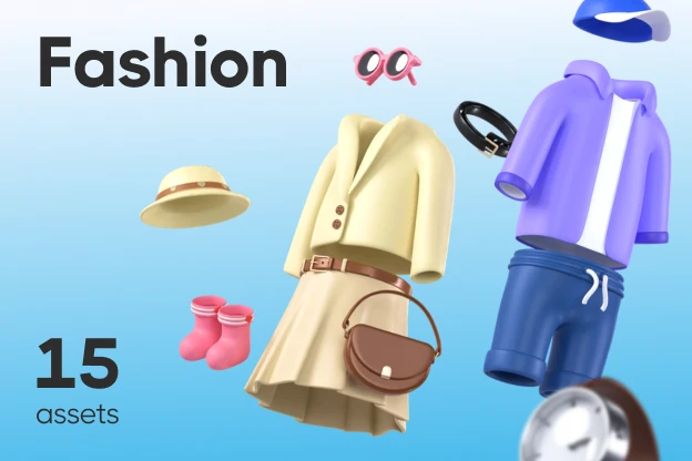 15 Fashion 3d pack of graphics and illustrations