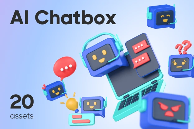 20 AI Chatbox 3d pack of graphics and illustrations