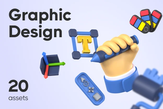 20 Graphic Design Icon 3d pack of graphics and illustrations