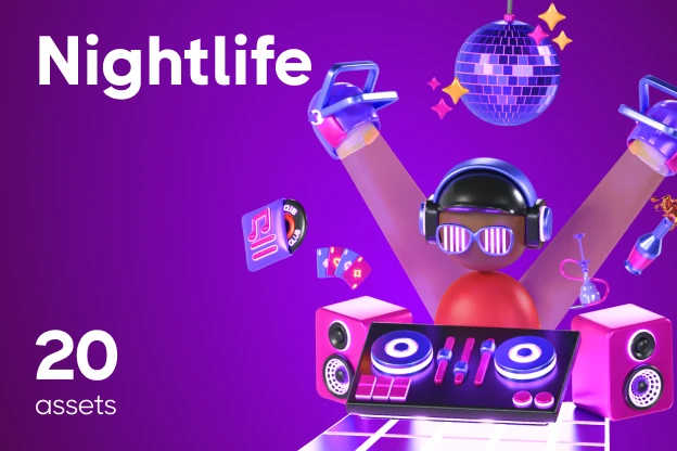 20 Nightlife 3d pack of graphics and illustrations
