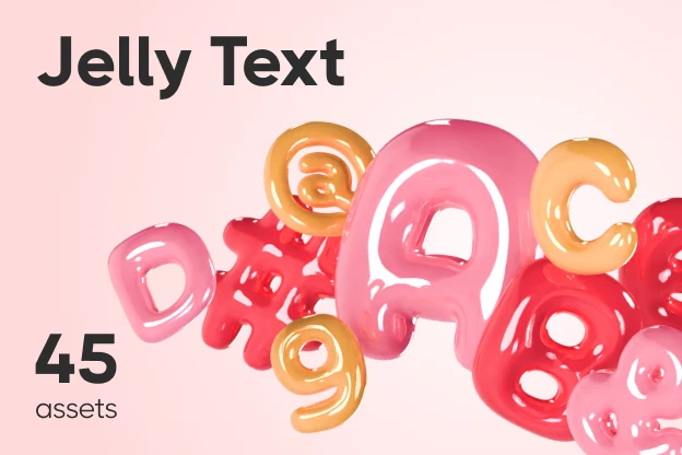 45 Jelly Text 3d pack of graphics and illustrations