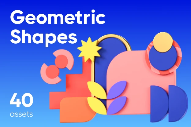 40 Geometric Shapes 3d pack of graphics and illustrations