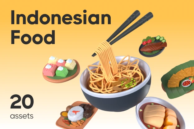 20 Indonesian Food 3d pack of graphics and illustrations