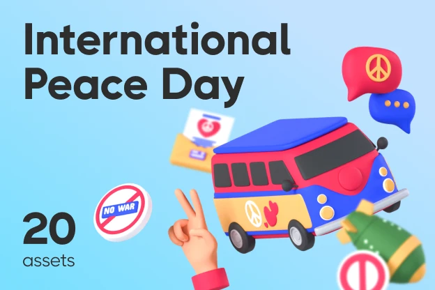 20 International Peace Day 3d pack of graphics and illustrations
