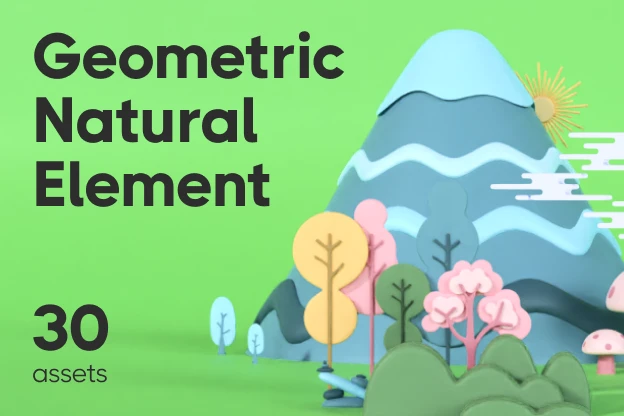 30 Geometric Natural Element 3d pack of graphics and illustrations