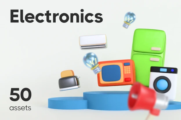 50 Electronics 3d pack of graphics and illustrations