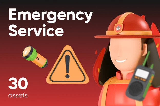 30 Emergency Service 3d pack of graphics and illustrations