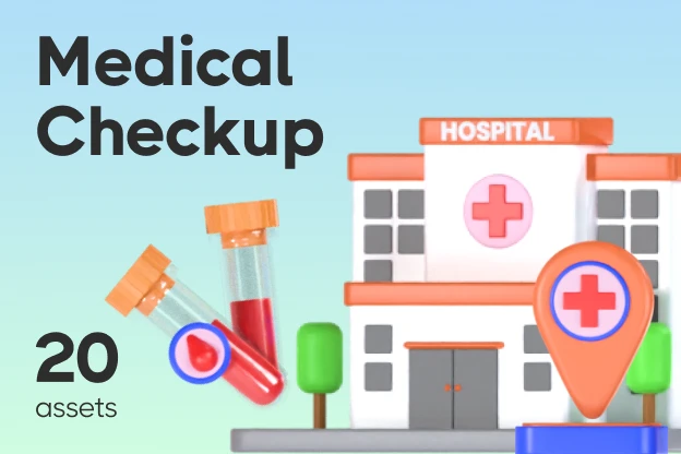 20 Medical Checkup 3d pack of graphics and illustrations