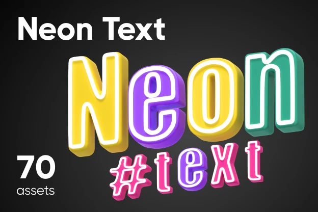 70 Neon Text 3d pack of graphics and illustrations