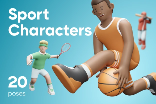 15 Sport Characters 3d pack of graphics and illustrations