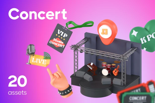 20 Concert 3d pack of graphics and illustrations
