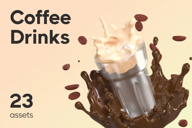 23 Coffee Drink 3d pack of graphics and illustrations