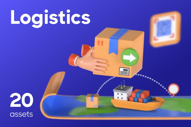 20 Logistics 3d pack of graphics and illustrations