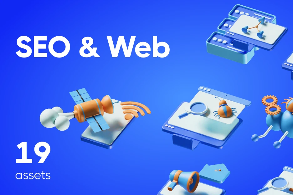 19 SEO & Web 3d pack of graphics and illustrations