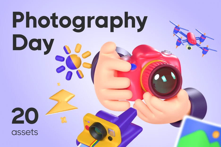 20 Photography Day 3d pack of graphics and illustrations