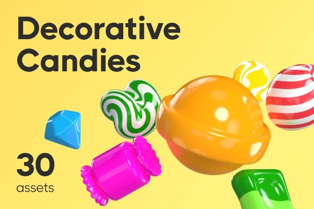 30 Decorative Candies 3d pack of graphics and illustrations
