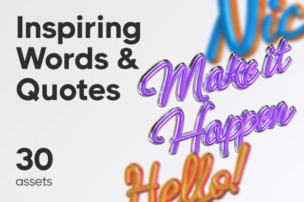 30 Inspiring Words & Quotes 3d pack of graphics and illustrations